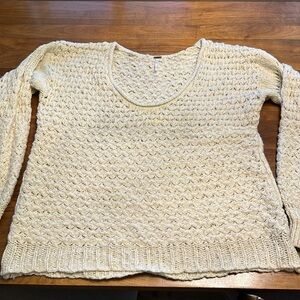 Free People Ivory Scoop Neck Knit Sweater